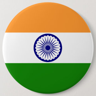 Indische vlag ronde button 6,0 cm
