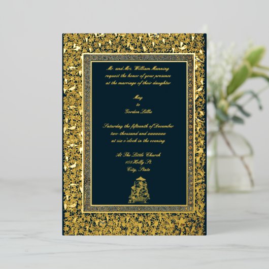 Indische vogels en weduwschap aan de graven Folie Uitnodiging (Staand Voorkant)