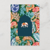 Indische volkskunst olifant donkerblauw bruiloft d informatiekaartje (Achterkant)