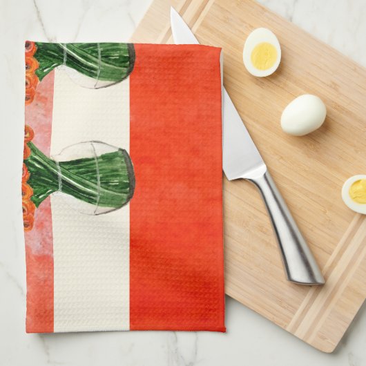 Indische Waterverf Ranunculus Theedoek (Quarter Fold)