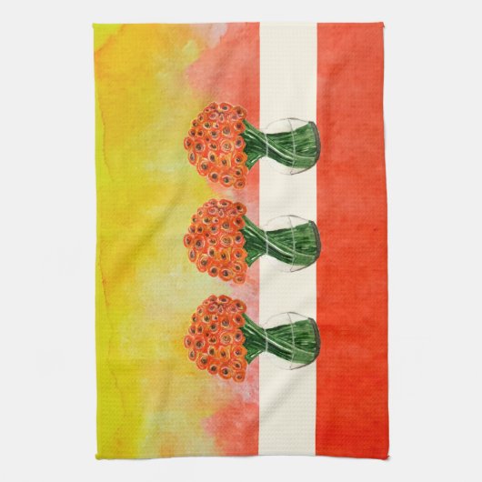 Indische Waterverf Ranunculus Theedoek (Verticaal)