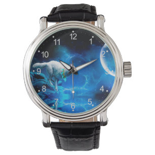 Indische wolf en volle maan horloge