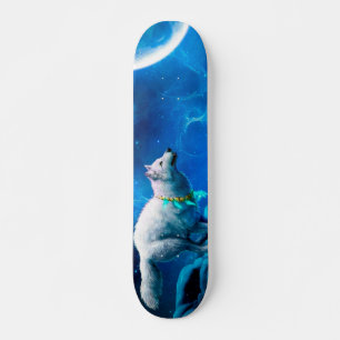 Indische wolf en volle maan skateboard