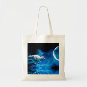 Indische wolf en volle maan tote bag