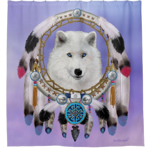 Indische Wolf Spirit Douchegordijn (Voorkant)