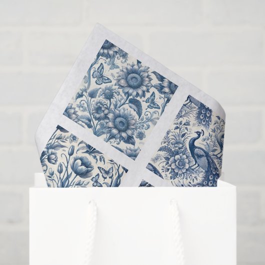 Individual Blue Chinoiserie Inspired Decoupage Tissuepapier (Cadeauzakje)