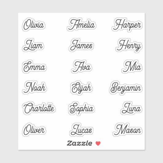 Individual Names Elegant Black Calligraphy  Sticker (Vel)