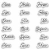 Individual Names Elegant Black Calligraphy  Sticker (Voorkant)