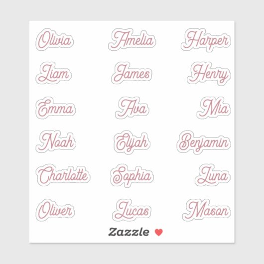 Individual Names Elegant Rose Gold Calligraphy  Sticker (Vel)