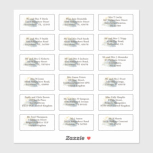 Individuele bruiloft gast naam adres blauw ombre sticker