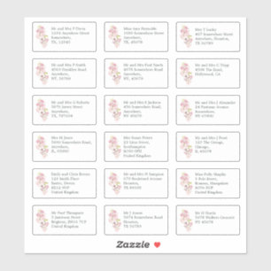 Individuele Gast Naam Adres Lente Bloemen Sticker