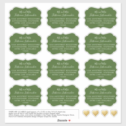 Individuele Mailing Labels Unieke Vorm Groen (Vel)