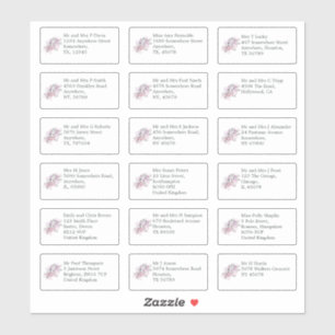 Individuele naam en adres Trouwgasten Floral Sticker