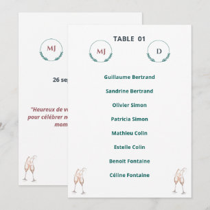 Individuele tafelplattegrond Chic – Harmony Journe Kaart