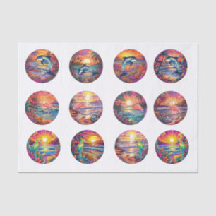 Individuele Tropische Zonsondergang Decoupage Tissuepapier