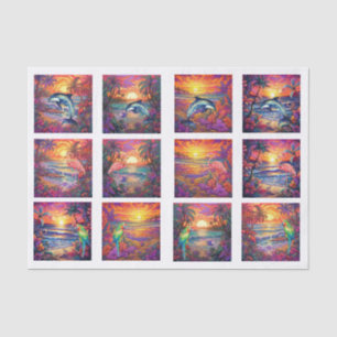 Individuele Tropische Zonsondergangen Decoupage Tissuepapier