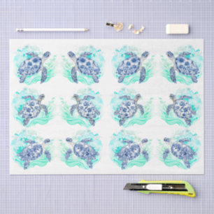 Individuele vintage geïnspireerde blauwe en witte tissuepapier