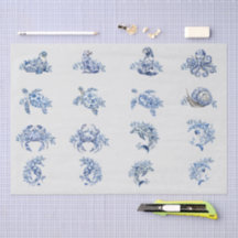 Individuele Vintage Geïnspireerde Blauwe Witte Del