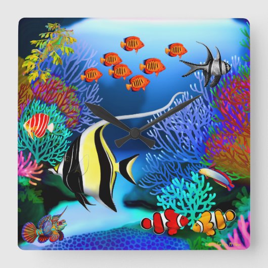 Indo Pacific Coral Reef Fish Wall klok (Voorkant)