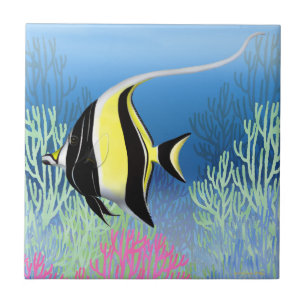 Indo Pacific Reef Moorish Idol Fish Tile Tegeltje