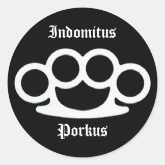 Indomitus porkus knokkels ronde sticker