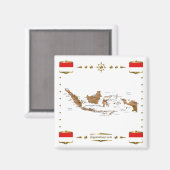 Indonesia Map + Flags Magnet (Recto/Verso)