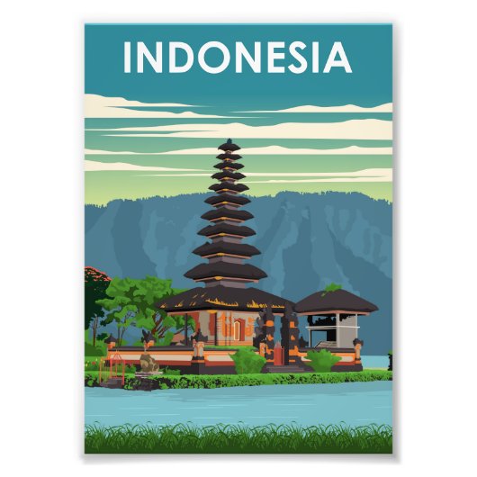 Indonesia Vintage Minimum Retro Travel Poster (Devant)