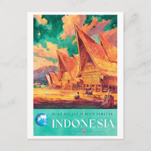 Indonesië, Batak-dorp in Noord-Sumatra Briefkaart