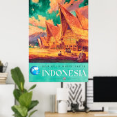Indonesië, dorp Batak in Noord-Sumatra Poster (Thuiskantoor)