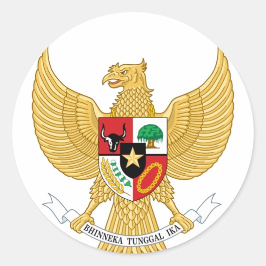 Indonesië, ID, Wapen Ronde Sticker (Voorkant)