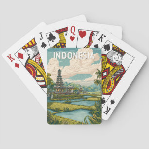 Indonesië Illustratie Reis Kunst Vintage Pokerkaarten