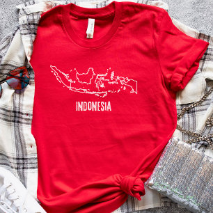Indonesië Landkaart Grens Vorm Indonesische Lijn T-shirt