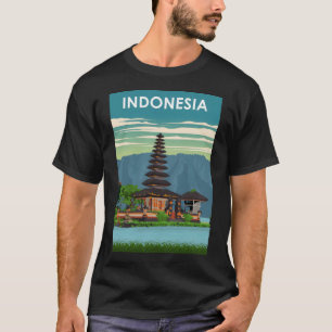 Indonesië  Minimal Retro Travel Poster T-shirt