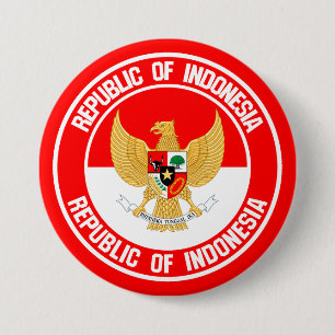 Indonesië Round Emblem Ronde Button 7,6 Cm