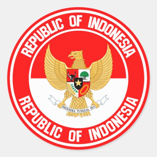 Indonesië Round Emblem Ronde Sticker (Voorkant)