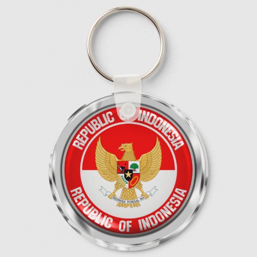 Indonesië Round Emblem Sleutelhanger (Voorkant)