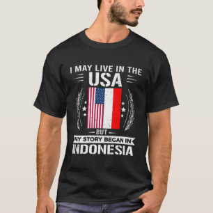 Indonesië Shirt trots Indonesië en VS vlaggen Indo