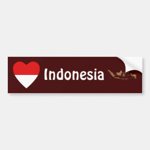 Indonesië Vlag Hart + Landkaart Bumpersticker