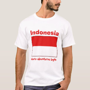 Indonesië Vlag + Kaart + Tekst T-shirt