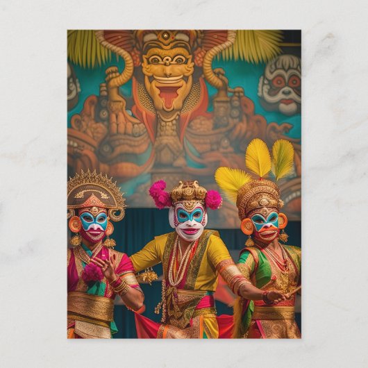 Indonesische Bali gemaskerde dansers Briefkaart (Voorkant)