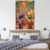 Indonesische Bali gemaskerde dansers Canvas Afdruk (Insitu (Slaapkamer))