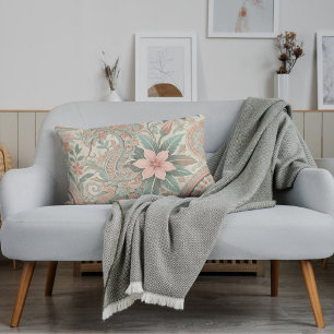 Indonesische Batik Bloempatroon Boho Roze Blauw Kussen