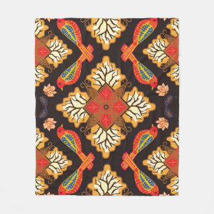 Indonesische batik: flora fauna motief. fleece deken