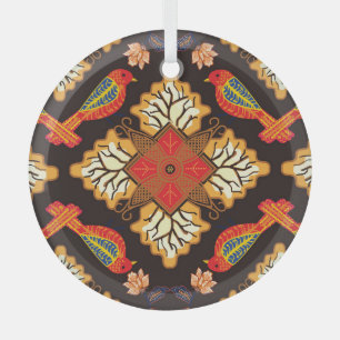 Indonesische batik: flora fauna motief. glas ornament