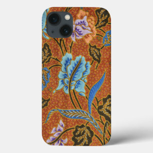 Indonesische Bloemen Batik Goud iPhone 13 Hoesje