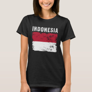 Indonesische Mannen met vlaggestoorde vlag Vrouwen T-shirt