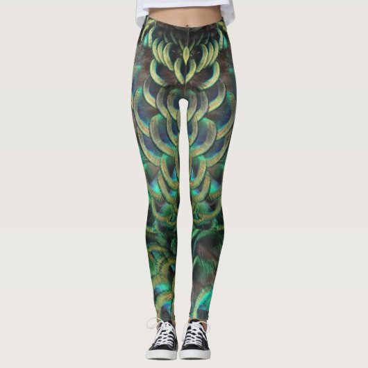 Indonesische Peacock Feathers Pattern Legging (Voorkant)