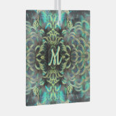 Indonesische Peacock Patroon Cust. Monogram Orname Glas Ornament (Voorkant Rechts)