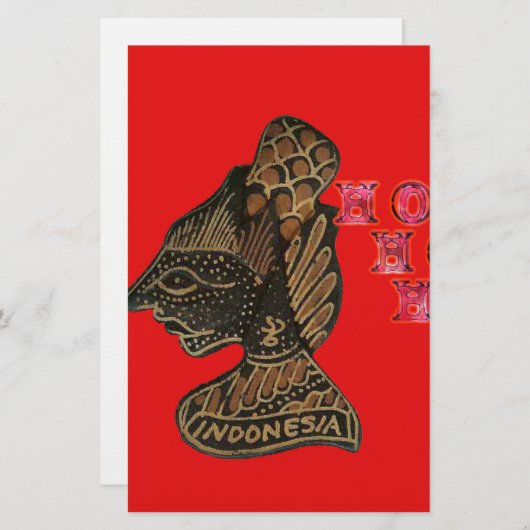 Indonesische Schaduwpop Hohoho Design op rood doek Briefpapier (Voorkant / Achterkant)