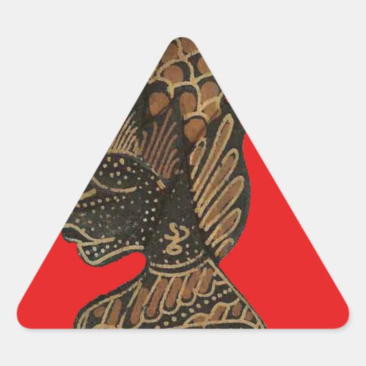 Indonesische Schaduwpop Hohoho Design op rood doek Driehoek Sticker (Voorkant)